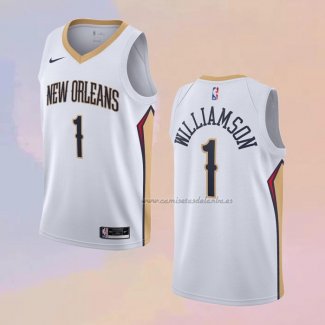 Camiseta New Orleans Pelicans Zion Williamson NO 1 Association 2020-21 Blanco