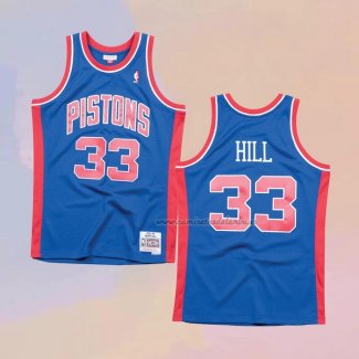 Camiseta Detroit Pistons Grant Hill NO 33 Hardwood Classics Throwback Azul