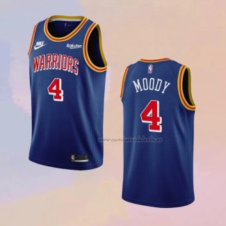 Camiseta Golden State Warriors Moses Moody NO 4 75th Anniversary Azul