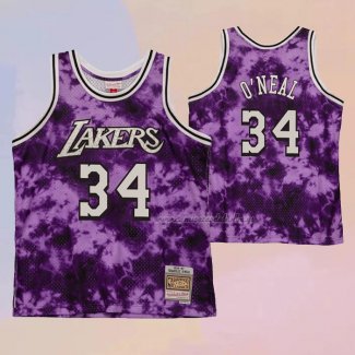 Camiseta Los Angeles Laker Shaquille O'neal NO 34 Galaxy Violeta