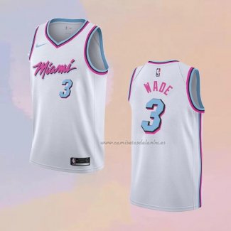 Camiseta Miami Heat Dwyane Wade NO 3 Ciudad 2017-18 Blanco