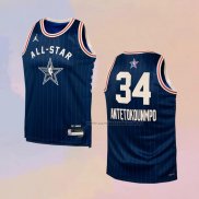 Camiseta Nino All Star 2024 Milwaukee Bucks Giannis Antetokounmpo NO 34 Azul