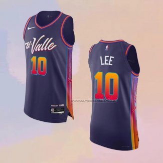 Camiseta Phoenix Suns Damion Lee NO 10 Ciudad Autentico 2023-24 Violeta