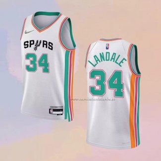 Camiseta San Antonio Spurs Jock Landale NO 34 Ciudad 2021-22 Blanco