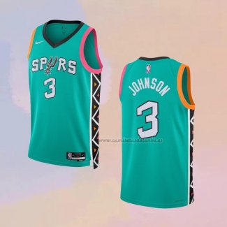 Camiseta San Antonio Spurs Keldon Johnson NO 3 Ciudad 2022-23 Verde