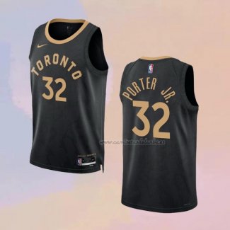 Camiseta Toronto Raptors Otto Porter JR. NO 32 Ciudad 2022-23 Negro