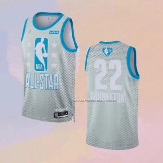 Camiseta All Star 2022 Milwaukee Bucks Khris Middleton NO 22 Gris