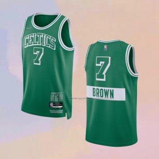 Camiseta Boston Celtics Jaylen Brown NO 7 Ciudad 2021-22 Verde