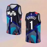 Camiseta Brooklyn Nets Mikal Bridges NO 1 Ciudad 2023-24 Negro