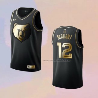 Camiseta Golden Edition Memphis Grizzlies Ja Morant NO 12 Negro