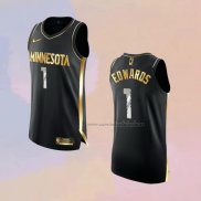 Camiseta Golden Edition Minnesota Timberwolves Anthony Edwards NO 1 2020-21 Negro