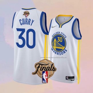 Camiseta Golden State Warriors Stephen Curry NO 30 Association 2022 NBA Finals Blanco