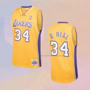 Camiseta Los Angeles Lakers Shaquille O'Neal NO 34 Mitchell & Ness 1999-00 Amarillo