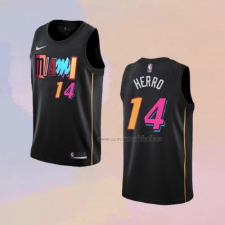 Camiseta Miami Heat Tyler Herro NO 14 Ciudad 2021-22 Negro