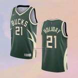 Camiseta Milwaukee Bucks Jrue Holiday NO 21 Earned 2020-21 Verde