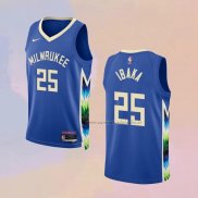 Camiseta Milwaukee Bucks Serge Ibaka NO 25 Ciudad 2022-23 Azul