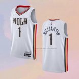 Camiseta New Orleans Pelicans Zion Williamson NO 1 Ciudad 2021-22 Blanco