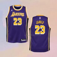 Camiseta Nino Los Angeles Lakers LeBron James NO 23 Statement Violeta