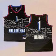 Camiseta Philadelphia 76ers James Harden NO 1 Ciudad 2020-21 Negro