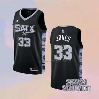 Camiseta San Antonio Spurs Tre Jones NO 33 Statement 2022-23 Negro