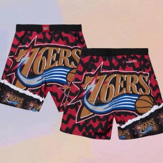 Pantalone Philadelphia 76ers Mitchell & Ness Naranja Rojo Negro