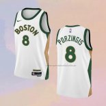 Camiseta Boston Celtics Kristaps Porzingis NO 8 Ciudad 2023-24 Blanco