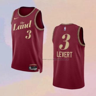 Camiseta Cleveland Cavaliers Caris Levert NO 3 Ciudad 2023-24 Rojo