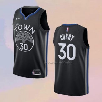 Camiseta Golden State Warriors Stephen Curry NO 30 Ciudad Negro