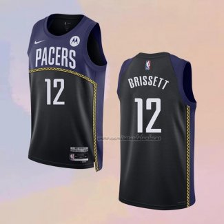 Camiseta Indiana Pacers Oshae Brissett NO 12 Ciudad 2022-23 Azul