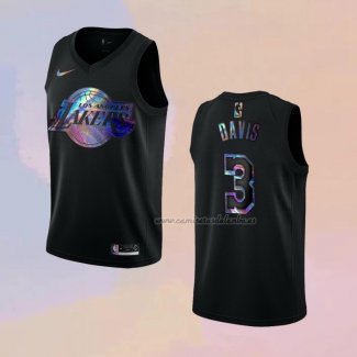 Camiseta Los Angeles Lakers Anthony Davis NO 3 Iridescent Logo Negro