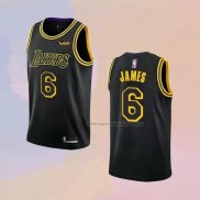 Camiseta Los Angeles Lakers LeBron James NO 6 Ciudad 2021-22 Negro