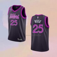 Camiseta Minnesota Timberwolves Derrick Rose NO 25 Ciudad 2018-19 Violeta