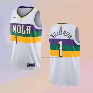 Camiseta New Orleans Pelicans Zion Williamson NO 1 Ciudad 2019-20 Blanco