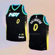 Camiseta Nino Indiana Pacers Tyrese Haliburton NO 0 2023-24 Ciudad Negro