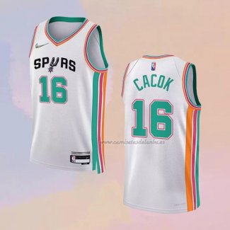 Camiseta San Antonio Spurs Devontae Cacok NO 16 Ciudad 2021-22 Blanco