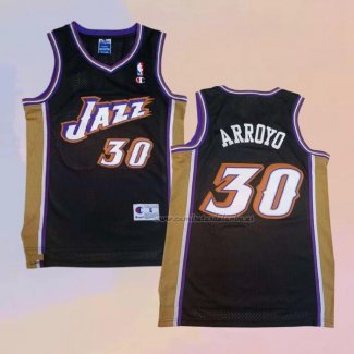 Camiseta Utah Jazz Carlos Arroyo NO 30 Retro Negro