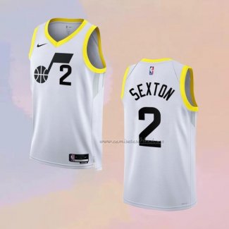 Camiseta Utah Jazz Collin Sexton NO 2 Association 2022-23 Blanco