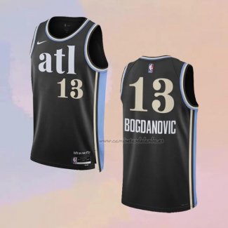 Camiseta Atlanta Hawks Bogdan Bogdanovic NO 13 Ciudad 2023-24 Negro