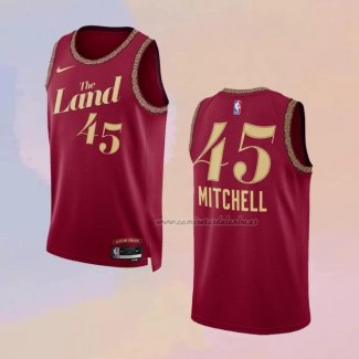 Camiseta Cleveland Cavaliers Donovan Mitchell NO 45 Ciudad 2023-24 Rojo