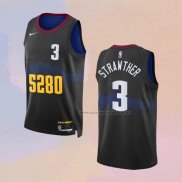 Camiseta Denver Nuggets Julian Strawther NO 3 Ciudad 2023-24 Negro