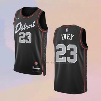 Camiseta Detroit Pistons Jaden Ivey NO 23 Ciudad 2023-24 Negro