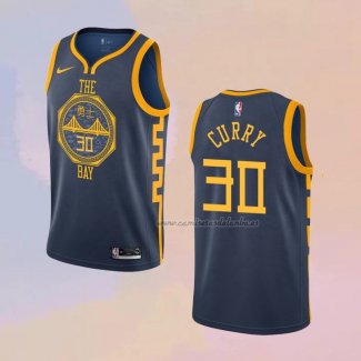 Camiseta Golden State Warriors Stephen Curry NO 30 Ciudad 2018-19 Azul