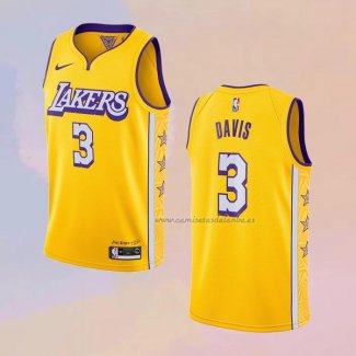 Camiseta Los Angeles Lakers Anthony Davis NO 3 Ciudad 2019-20 Amarillo