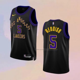 Camiseta Los Angeles Lakers Cam Reddish NO 5 Ciudad 2023-24 Negro