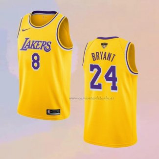 Camiseta Los Angeles Lakers Kobe Bryant NO 8 24 Amarillo