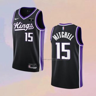 Camiseta Sacramento Kings Davion Mitchell NO 15 Icon 2023-24 Negro