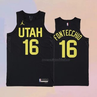 Camiseta Utah Jazz Simone Fontecchio NO 16 Statement 2022-23 Negro